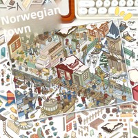 Autocollants Paysage Style Nordique Yilan Cartoon Grande Taille Scène Miniature 3D DIY Anti-Stress pour Agenda