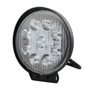 Lampe de travail LED ronde étanche, pas cher, lampe de travail, pour voiture tout terrain, 27W, 12v 24v CE, 1 pièce