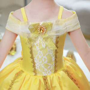 Vestido de actuación de escenario de Halloween serie princesa amarilla para niñas <span class=keywords><strong>disfraz</strong></span> de princesa - Product Image 5