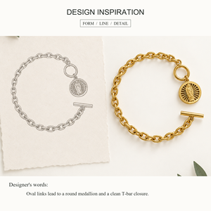สร้อยข้อมือแบบมีจี้เหรียญ - สแตนเลสสตีล ชุบทอง 14K ด้วยระบบสุญญากาศ ขนาด 210 มม. - Product Image 3