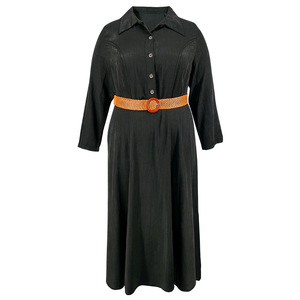 Robes en jean grande taille de haute qualité pour femmes Robes longues trapèze à manches longues et revers décontractés pour femmes <span class=keywords><strong>Robe</strong></span> en jean pour dames - Product Image 5