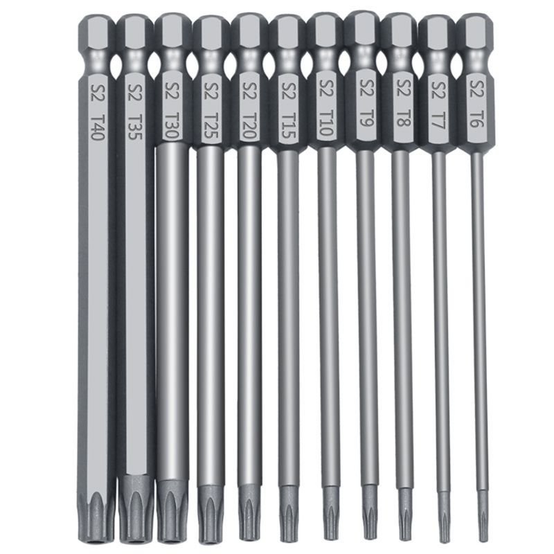 11/12Pcs 50/75/100mm Security Bit Set Tamper Proof Screwdriver Drill Screw Driver Bits Torx Flat Head 1/4 Hex