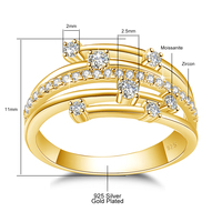 Anillo de Moissanita de Plata de Ley 925 con Personalización Ligera, Certificado, Banda de Eternidad, Joyería de Boda para Mujer, Pasa la Prueba del Diamante