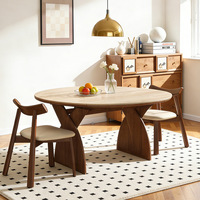 Ensemble table et chaises de salle à manger en bois massif de style vintage, table extensible et pliable, plateau réglable en travertin/ardoise pour la maison
