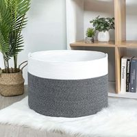 Panier de rangement rond en corde de coton tressée, extra large, écologique, pliable, moderne et décoratif, pour salon et buanderie