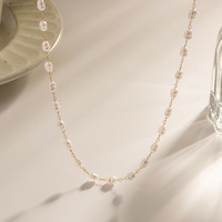 Collier Novirassine style Ins, collier de perles vintage, bijou polyvalent en acier inoxydable inaltérable, tendance transfrontalière