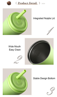 Gourde isotherme classique avec couvercle à bec intégré et paille personnalisable, 12/16/22oz, vert citron givré, réutilisable, en acier inoxydable de luxe