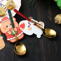 Cuillères à café en acier inoxydable pour la vaisselle de Noël Cuillère à thé Cuillère à desserts glacés pour Noël du Père Noël
