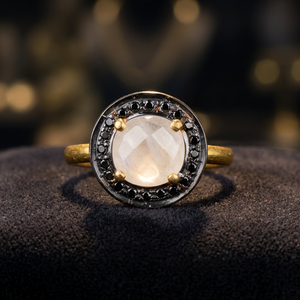 <b>Rainbow</b> Moonstone Pyramid Shape Classic Style Children's 925 Silver Statement Rings for Anniversary - Product Image 4