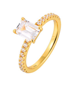 Anillo fino QX Vermeil 925 Anillo de plata esterlina Compromiso Joyería fina de lujo Anillos DE BODA chapados en oro de <span class=keywords><strong>18K</strong></span> para mujer - Product Image 4