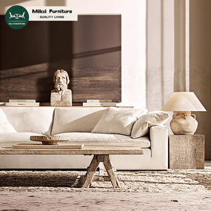 Customized White Modular Wooden <b>Cloud</b> Set Modern Cozy Square Upholstered Living Room Furniture for Hotel Villa Apartment - Product Image 1