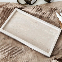 Plateau de rangement rectangulaire multifonctionnel Stonekocc 30x20x3cm en marbre naturel, style nordique, pour cuisine, table basse, nourriture