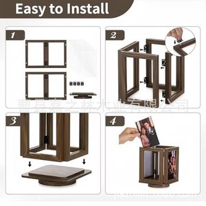Wooden Rotatable Photo <b>Frame</b> <b>4x6</b> Inch Desktop Display Stand Four Sided Solid Wood <b>Picture</b> Holder For Home Bedroom Decor - Product Image 5