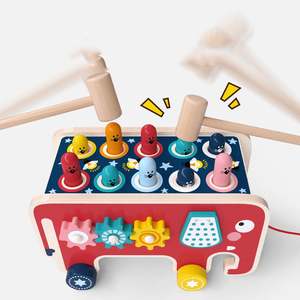 Jouets pour bébés et tout-petits, jeu amusant en bois, jouets d'activités Montessori pour enfants, jeu de frappe à l'éléphant, jeu de marteau - Product Image 5