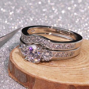 Nuovi Anelli Abbinati alla Moda, Anello Semplice con Zirconi per Donne, Placcato in Rame, Anelli Impilabili per Coppie - Product Image 1