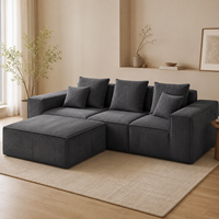 Canapé modulaire moderne en velours côtelé avec ottoman, ensemble de canapés à assise profonde, meubles pour salon