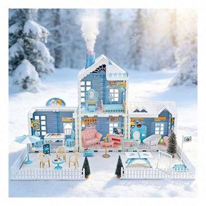 Maison de poupée de luxe en plastique avec piscine, toboggan, ascenseur, balcon et meubles – Ensemble de jeu d'imitation pour enfants et tout-petits – Cadeau idéal - Product Image 5