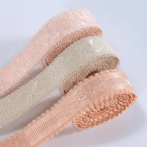 Factory underwear accessories custom jacquard pattern non-slip nylon plush elastic bra shoulder straps elastic band