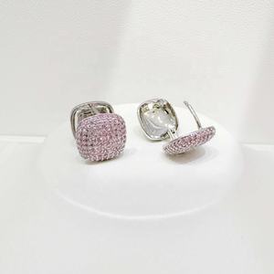 Precio de fábrica, pendientes de plata 925 con piedra rosa, joyería fina al por mayor, pendientes geométricos grandes de circonia con forma de estrella para mujer, 2026 - Product Image 3