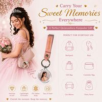 Porte-clés personnalisé en acrylique avec cadre photo numérique, sérigraphié, avec sangle en cuir PU, cadeaux de fête Quinceañera pour invités