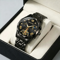 Reloj de Cuarzo Cronógrafo Decorativo de Lujo para Hombre, Caja de Aleación, Correa de Acero de 20 mm, Resistente al Agua Diaria, Manecillas Luminosas