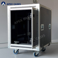 APEX CASES 14U Slam Slide Door Sound System Audio Amp Tour Transport Flight Road Shockproof Rack Sliding Mount Case