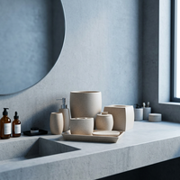 Ensemble d'accessoires de salle de bain en résine, 8 pièces, effet marbre, distributeur de savon, gobelet, plateau, porte-brosse à dents, vente en gros pour hôtels