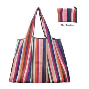 Fábrica de Vietnam, venta al por mayor, bolsas plegables de poliéster para comestibles, bolsa de compras reutilizable de gran capacidad, logotipo personalizado, patrón de dibujos animados - Product Image 1