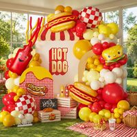 Décorations de fête Hot Dog, Kit d'arche de ballons rouges et jaunes pour barbecue, pique-nique d'été, baby shower, bridal shower, enterrement de vie de jeune fille