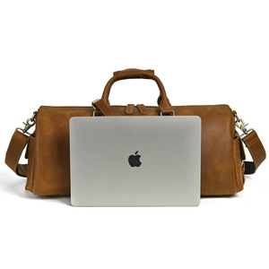 Bolso de Viaje Retro de Cuero Crazy Horse para Hombre, Gran Capacidad, Correa Ajustable, Bolso Cruzado, Viaje de Negocios, Color Sólido - Product Image 3