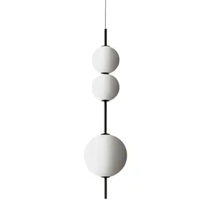 Nordic Postmodern Fashion Art Design Leite Vidro Branco Bola LED Lustre Para Villa Hotel Projeto