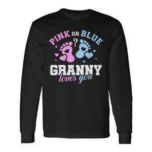 T-shirt à manches longues rose ou bleu Granny Loves You pour révélation du sexe - Product Image 1