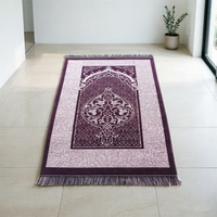 Tapis de prière musulman Sajjadah en jacquard ethnique, rembourré, à franges, motif de luxe léger, tissé à la machine, pour voyage et maison