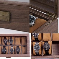 Boîte de montre en cuir en bois rétro en gros d'usine stockage de bijoux de vente chaude transfrontalière et vitrine pour montres bracelets