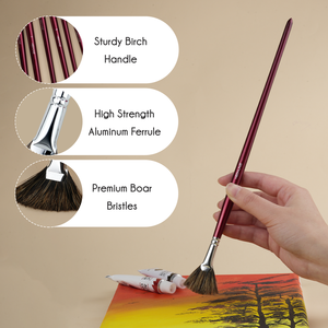 Usine professionnelle bas quantité minimale de commande Premium poils de sanglier robuste manche en bois de bouleau 6 pièces/ensemble ventilateur <span class=keywords><strong>peinture</strong></span> à l'<span class=keywords><strong>huile</strong></span> <span class=keywords><strong>pinceau</strong></span> d'artiste - Product Image 4