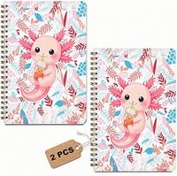 Papeterie de bureau Kawaii Axolotl, couverture florale, reliure spirale dorée, 80 feuilles, cahier spirale ligné 8 mm pour journalisation