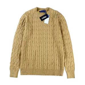 GRS-Certified Custom Embroidered Logo <strong>Men's</strong> Spring Autumn Cotton Pullover Jumper <strong>Crew</strong> <strong>Neck</strong> Casual Knitted Rib <strong>Sweater</strong> - Product Image 1