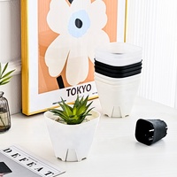 Promotion en gros : Pots de fleurs carrés en plastique blanc et noir, souples et économiques, pour pépinière et jardinage