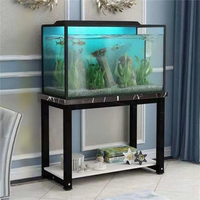 Support d'art en fer métallique écologique double couche Rectangle pour aquarium Base d'armoire pour le salon Table d'aquarium