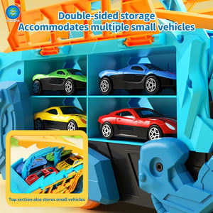 Camion de transport de dinosaures portable YICHENG, jouet à fente, piste pliable en plastique, transporteur pour 6 voitures en alliage coulissant pour enfants, garçons - Product Image 5