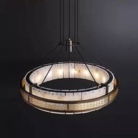 Lustre suspendu LED de luxe en albâtre, style moderne vintage, grand modèle en fer et cristal, pour hôtel, restaurant, villa, intérieur