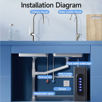 Purificador de Agua RO de 4 Etapas con Pantalla Inteligente, Sistema de Filtro de Agua Potable Debajo del Fregadero con Grifo e Indicador LED