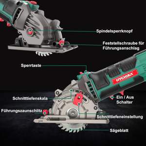 HYCHIKA Mini <span class=keywords><strong>scie</strong></span> <span class=keywords><strong>circulaire</strong></span> à main avec 3 lames de <span class=keywords><strong>scie</strong></span>, guide laser, <span class=keywords><strong>règle</strong></span> d'échelle - Product Image 3