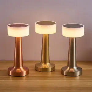 Rechargeable Atmosphere Led Table Night Light Mini Gold Cordless Restaurant Touch Table Lamp For Hotel And Bar