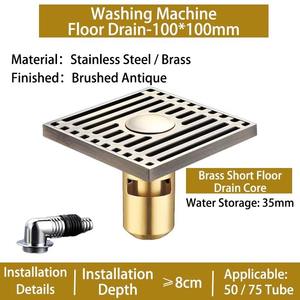 Drain de douche carré en acier inoxydable sur mesure, drain de sol de salle de bain en laiton SUS 304 pour douche - Product Image 2