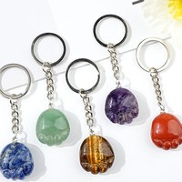 Cadeau de Noël, améthyste naturelle non façonnée, porte-clés en forme de patte de chat mignon, porte-clés en cristal