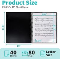 Carpeta para Partituras con 40 Fundas de Doble Cara, Capacidad para 80 Páginas, Organizador con 40 Bolsillos, Porta Partituras