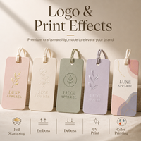 Étiquettes volantes en papier premium rose pâle et blanc, motif botanique, coins arrondis, avec ficelle en coton pour boutique de vêtements féminins