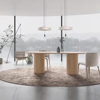 Table à manger rectangulaire de designer, style nordique, multifonctionnelle, imitation colonne romaine en bois de pin, personnalisable par le fabricant