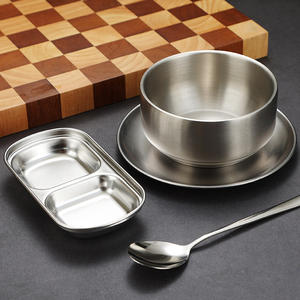 Juego de vajilla coreano de acero inoxidable, olla caliente, vajilla de barbacoa con plato de salsa, plato de inmersión, palillos, cuchara, taza, tazón - Product Image 6